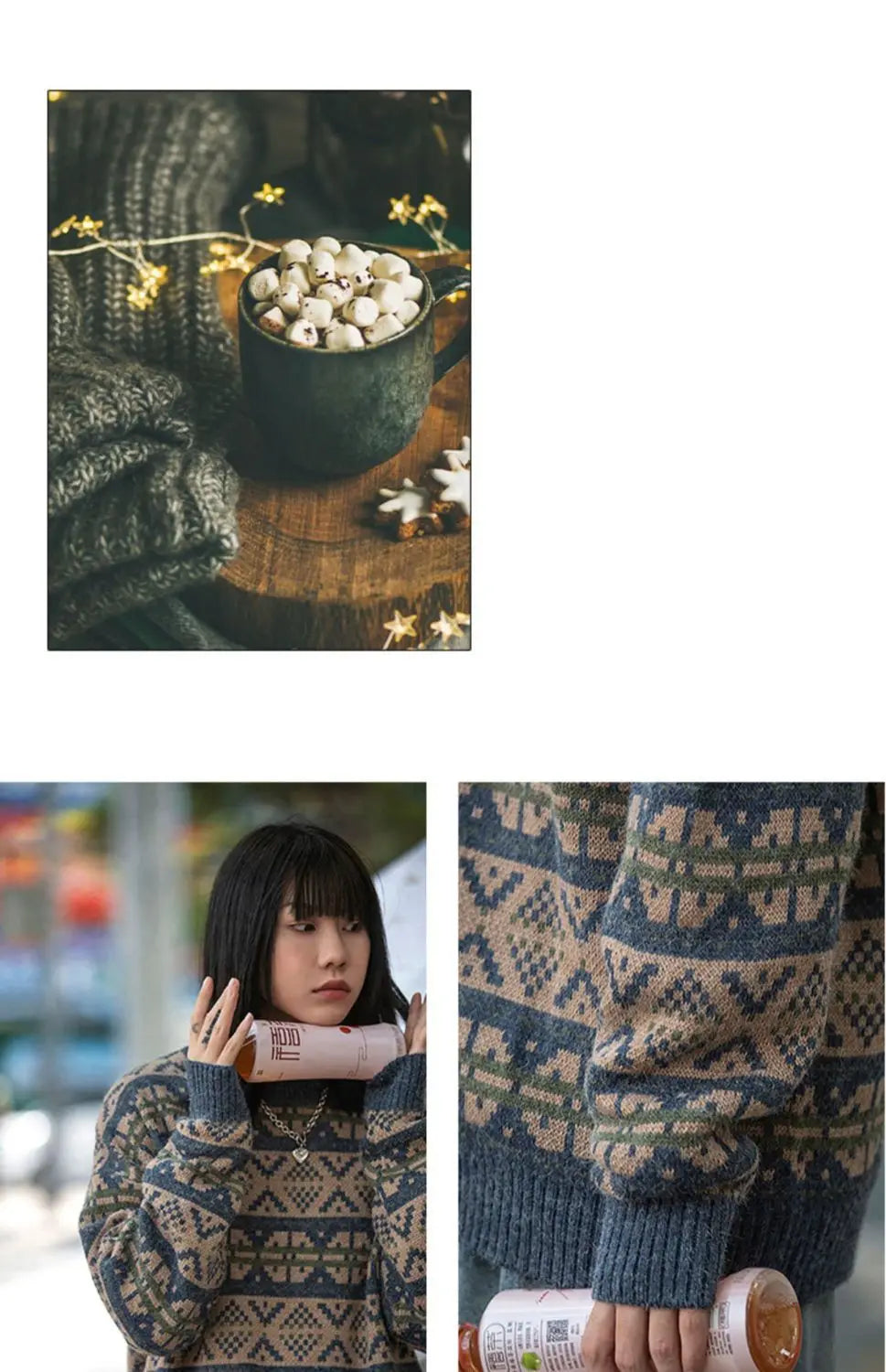 Japanese Style Knitted Sweater Couple Vintage Pullovers Causal Loose High Street Knitwears Men Jumpers Male Clothes