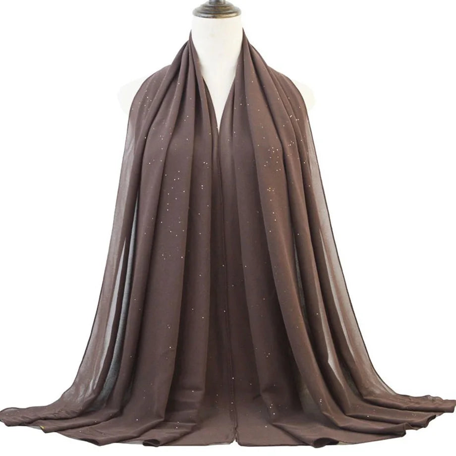 180*75cm Bronzing Muslim Chiffon Hijab Shawls Scarf Women Solid Color Head Wraps Women Hijabs Scarves Ladies Foulard Femme Veil
