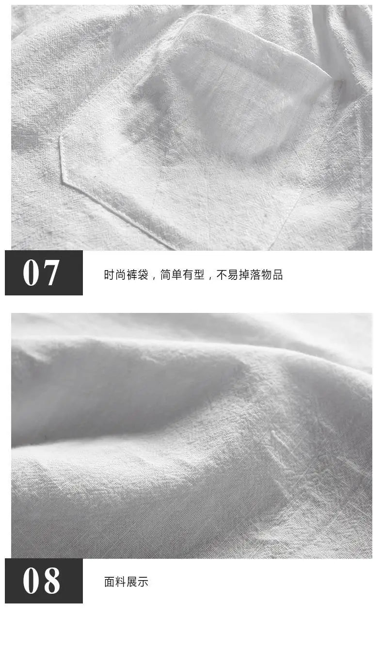 Two Piece Set Men Summer Vintage Simple Casual V Neck Short Sleeve Cotton Linen T Shirt Vacation Solid Loose Beach Shorts Ropa