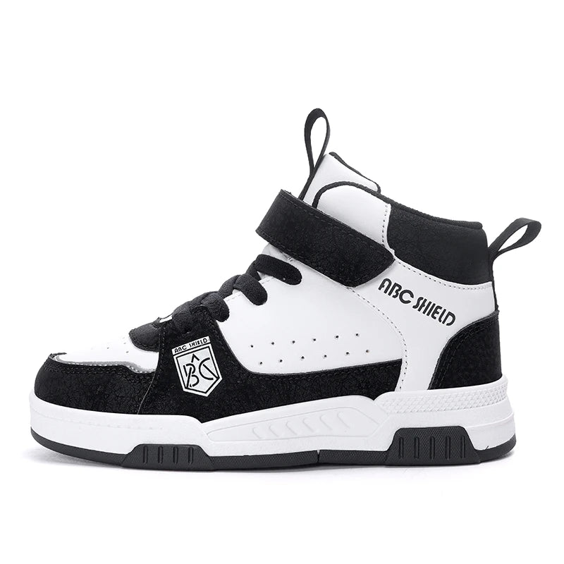 Kids Board Casual Shoes High Top Boys Girls Sneakers Leather Waterproof .