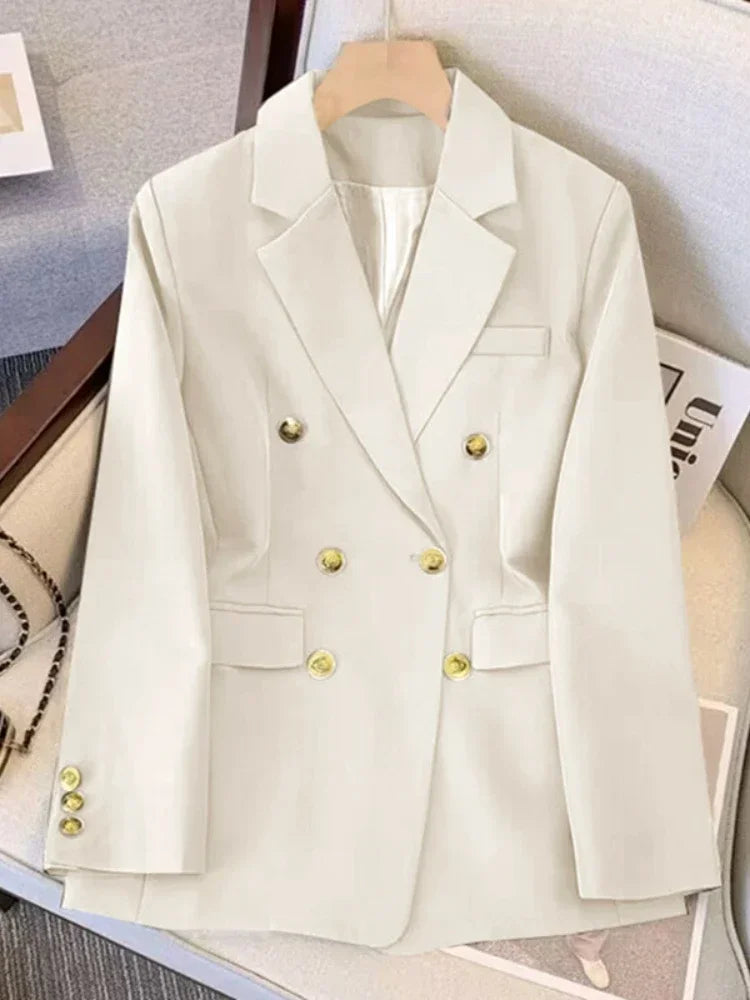 Spring Autumn Women Chic Office Lady Double Breasted Blazer .