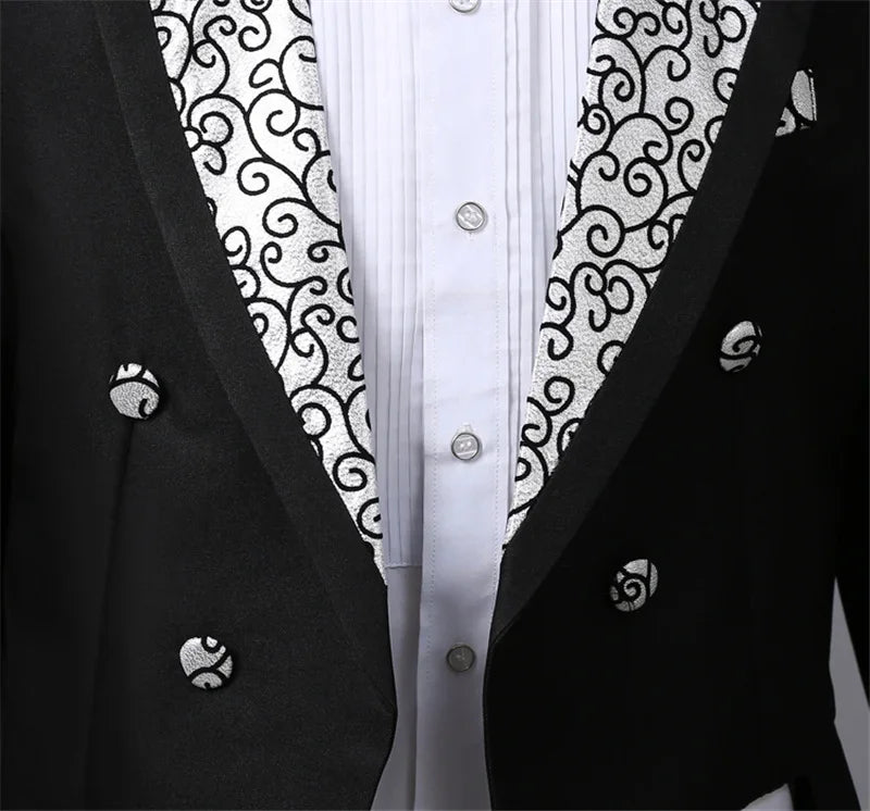 Men's Tuxedo Costume Vintage Formal Tailcoat Slim Fits.