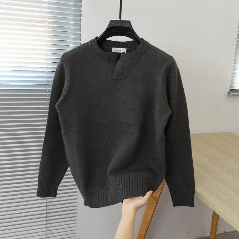 2023 Autumn and Winter Korean Edition Simple Solid Color Pullover Round Neck Soft and Versatile Popular Underlay Knitted Sweater