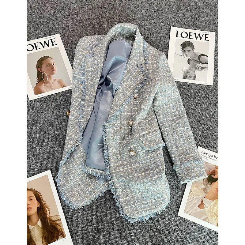 Women's Jacket New Spring Autumn Double Breasted Leisure Women's Suit Coat.