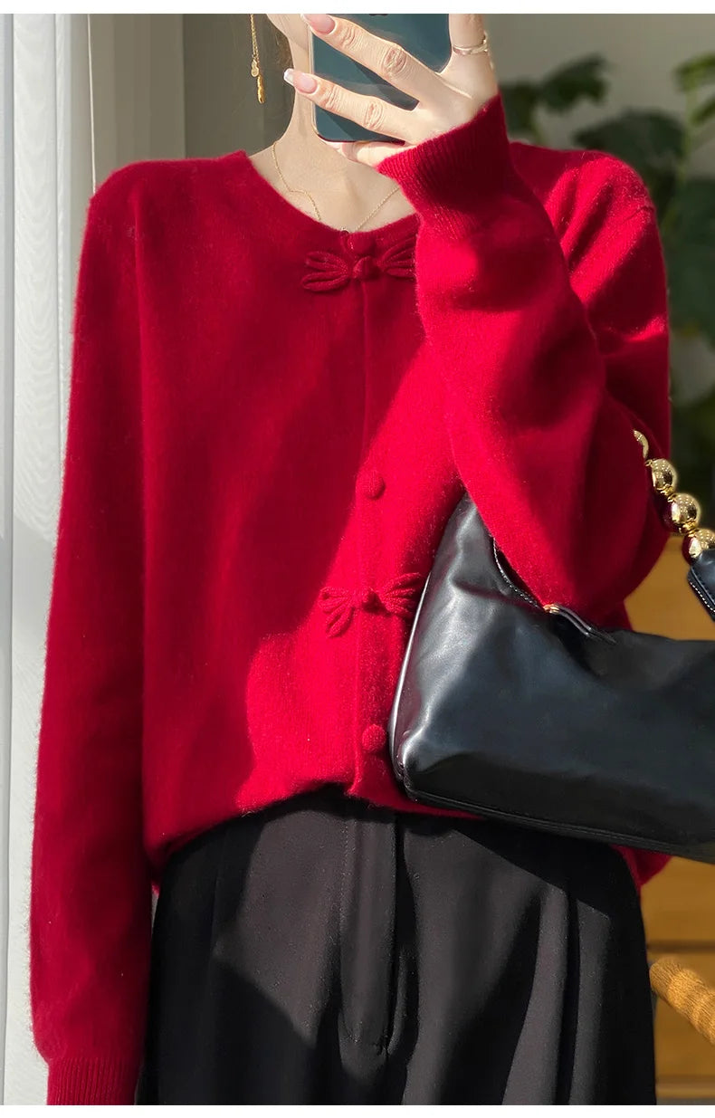 Women New Fashion Autumn Winter 100% Merino Wool Sweater .