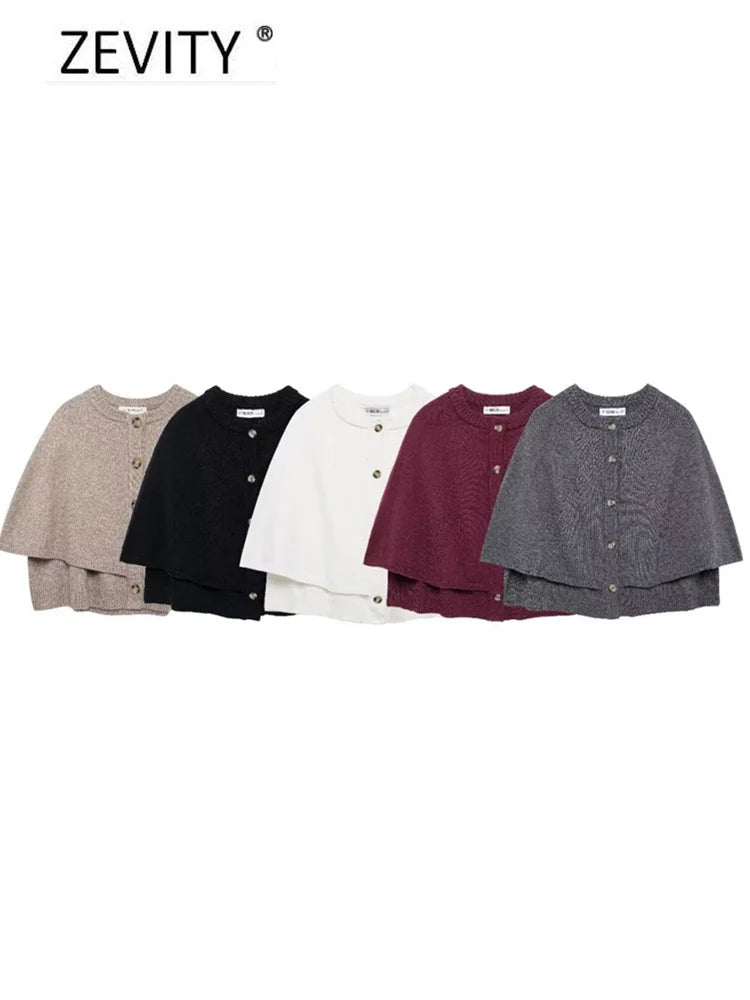 Women O Neck Breasted Solid Color Knitted Shawl Sweater Jacket Female .