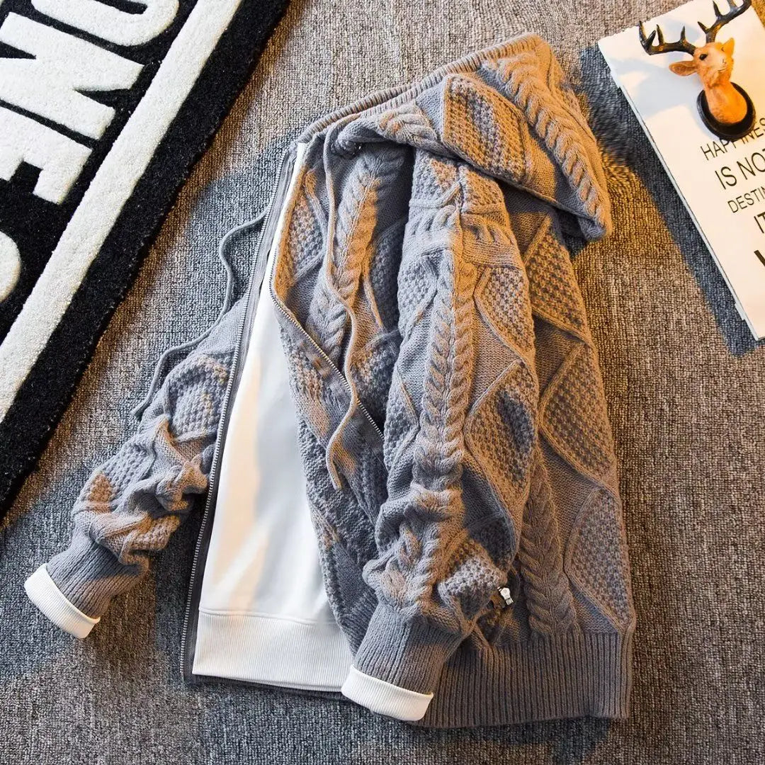 New Fashion England Style Hooded Streetwear Zipper Cardigan .