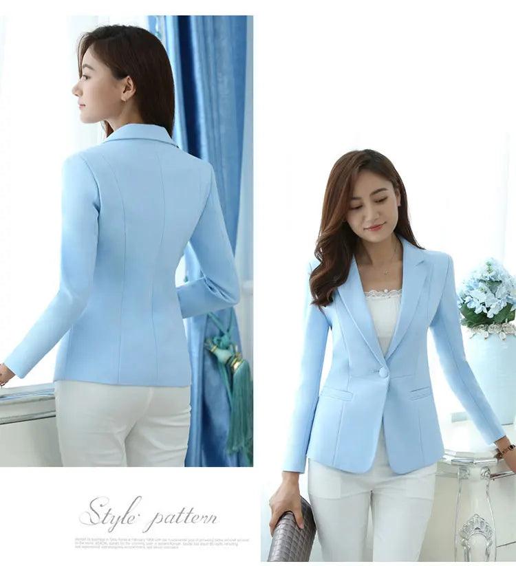 Women Blazer Office Lady Elegant Slim Notched Women Blazers .