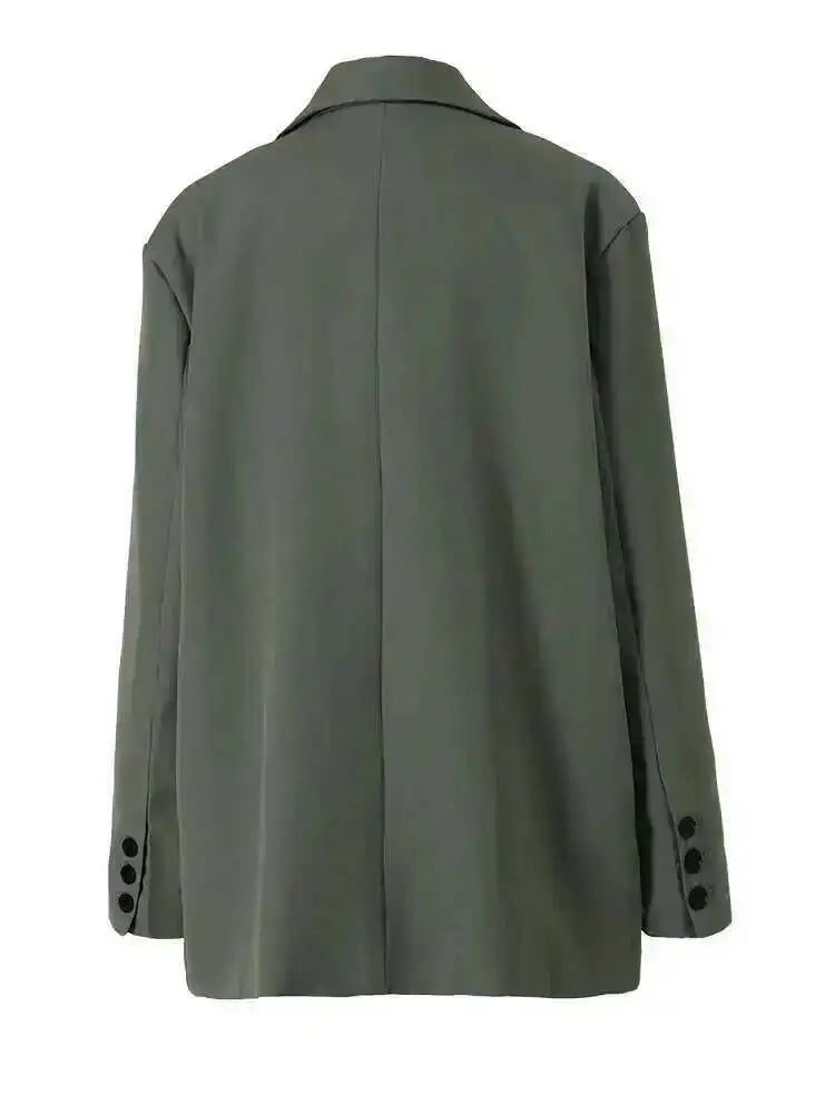 EAM Green Brief Blazer Women Big Size Casual .