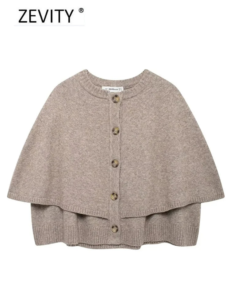Women O Neck Breasted Solid Color Knitted Shawl Sweater Jacket Female .