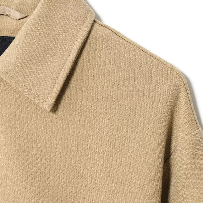 Casual Solid Zipper Lapel Short Jacket Women Long Sleeve .