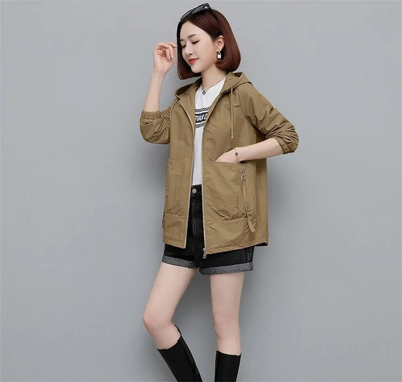 NEW Autumn Women's Jacket Windbreaker Female Hooded.