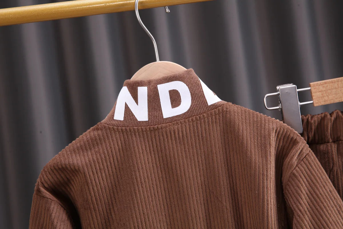 Baby boy clothes corduroy zipper long sleeved casual sports .
