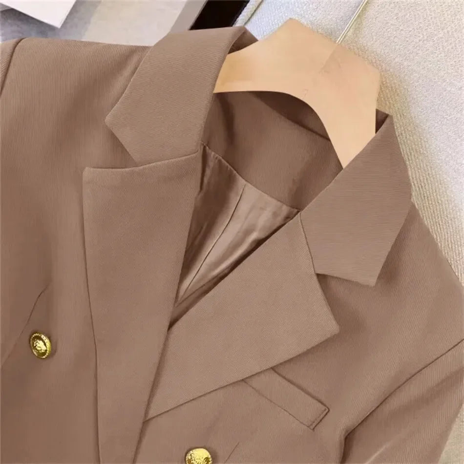 Spring Autumn Women Chic Office Lady Double Breasted Blazer .
