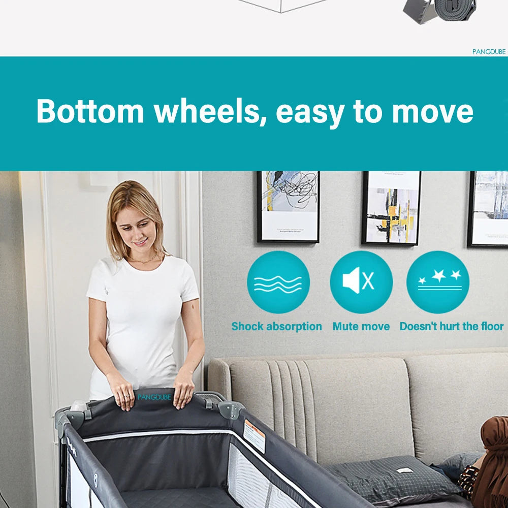 PANGDUBE Multifunctional Baby Crib 120*60cm Baby Bed,