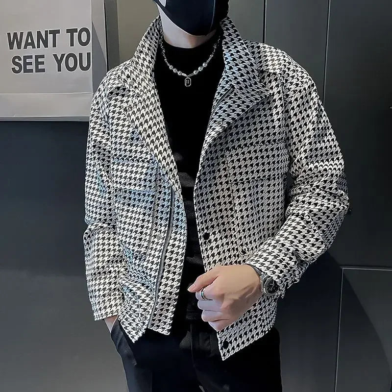 Men Spring and Autumn Brand Houndstooth New .