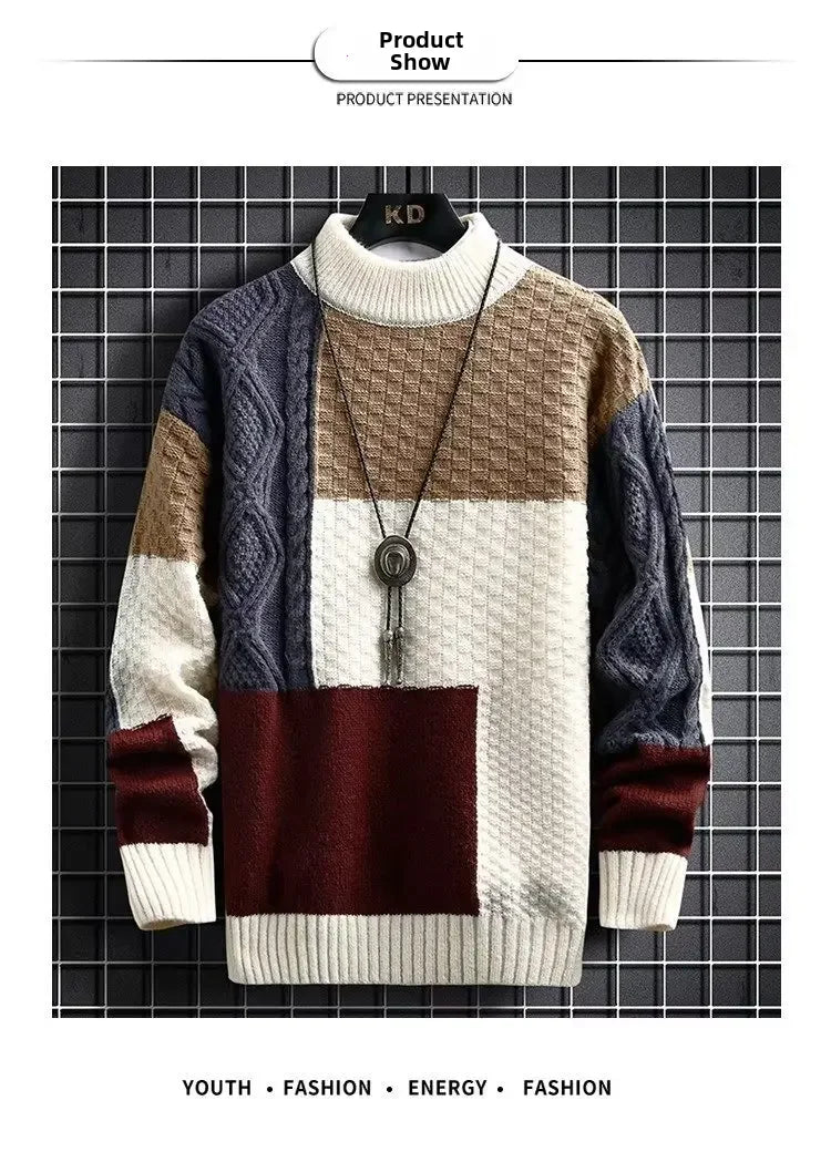 2023 Men's Autumn Winter Japanese Style Thickened Knitted Sweater Trendy Korean Version Casual Scene Other Material Pullovers