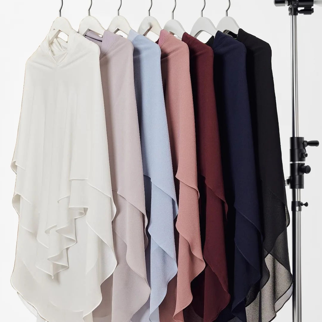 Ready to Wear Instant Hijabs Double layered Chiffon Solid Headscarf.