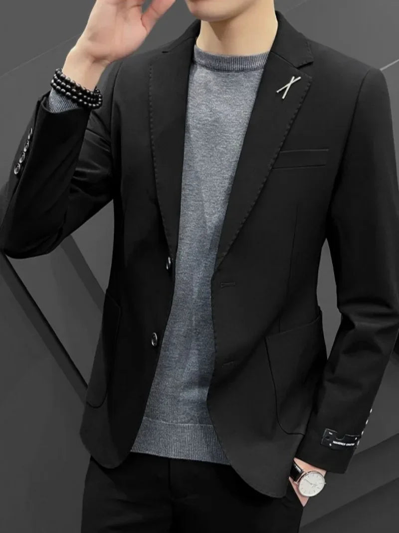 2 Piece Formal Outfit Set Male Big Size Grey Full Men's Dress .