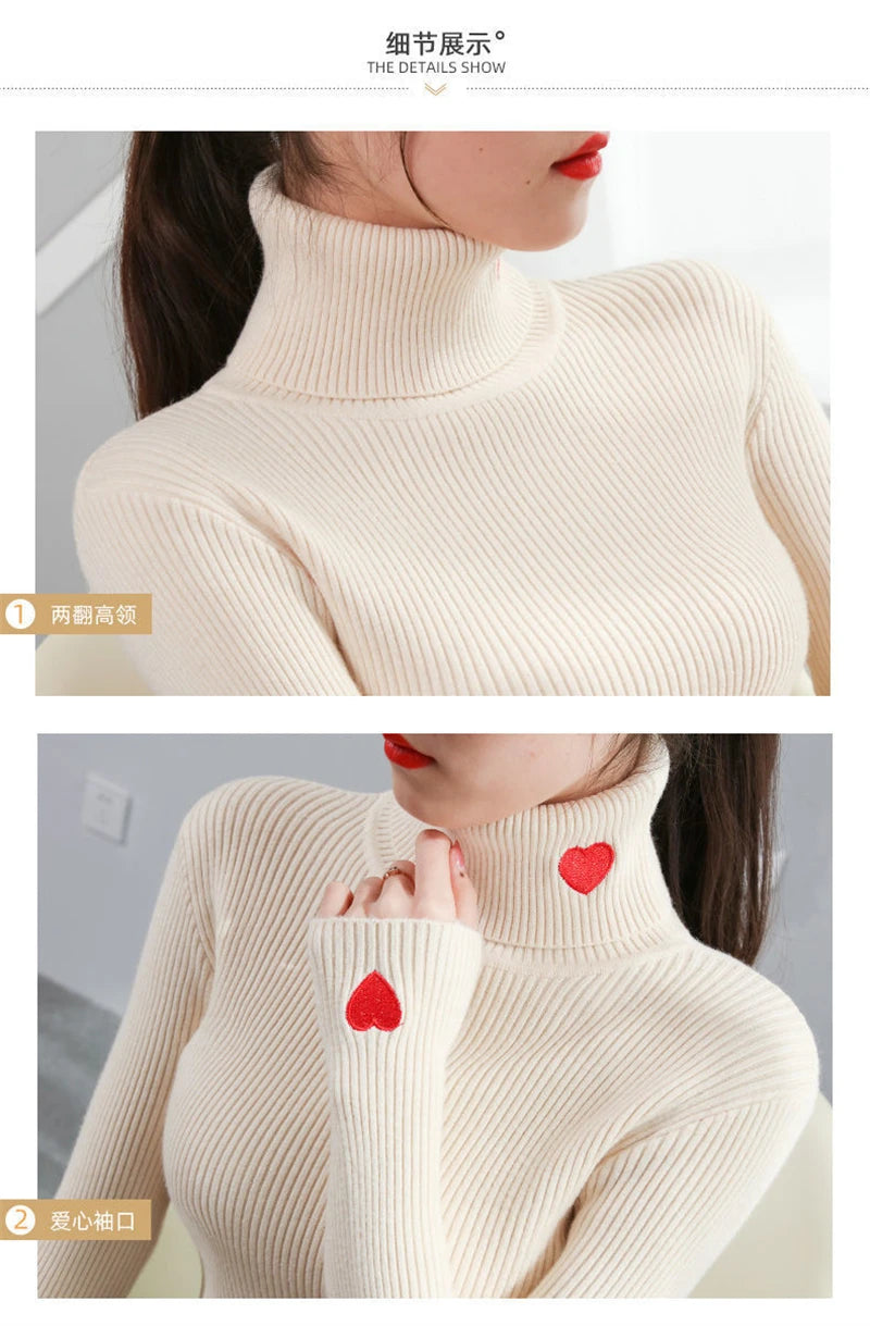 Fashion Turtleneck Pullover Sweater Elegant Long Sleeve .
