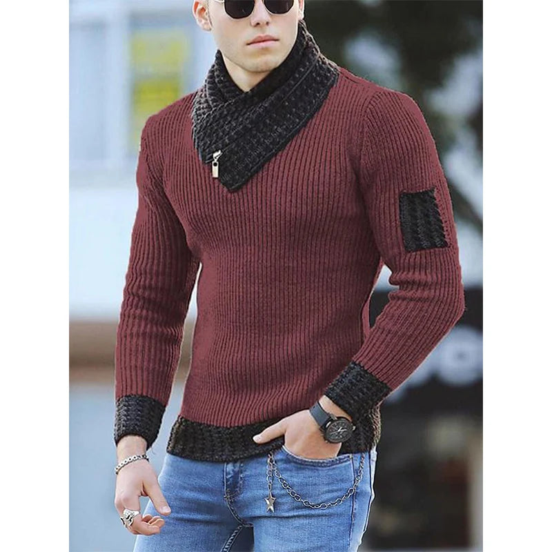 Sweater Turtleneck Men Winter Fashion Vintage Style Sweater.