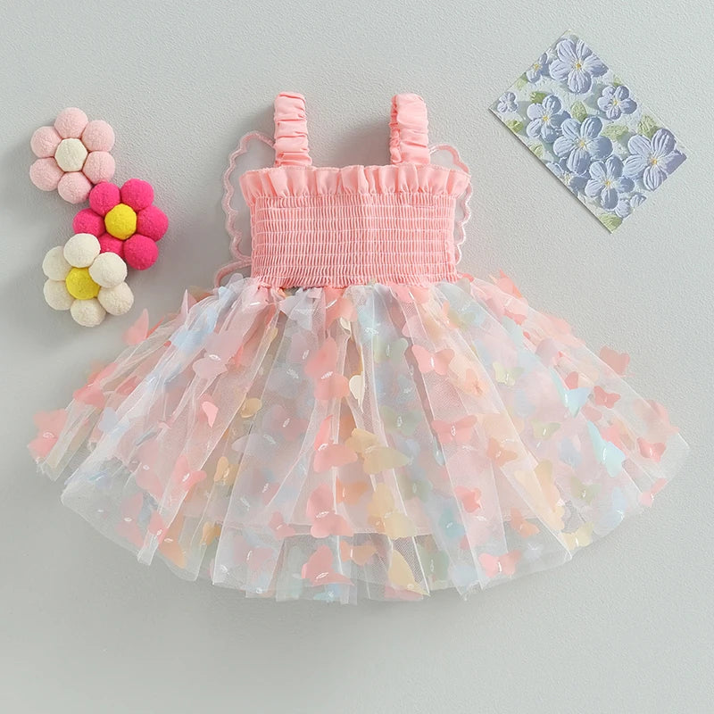 Pudcoco Princess Baby Girl Tutu Dress Sleevless Butterfly Tulle Lace Photography Dresses Summer Outfits