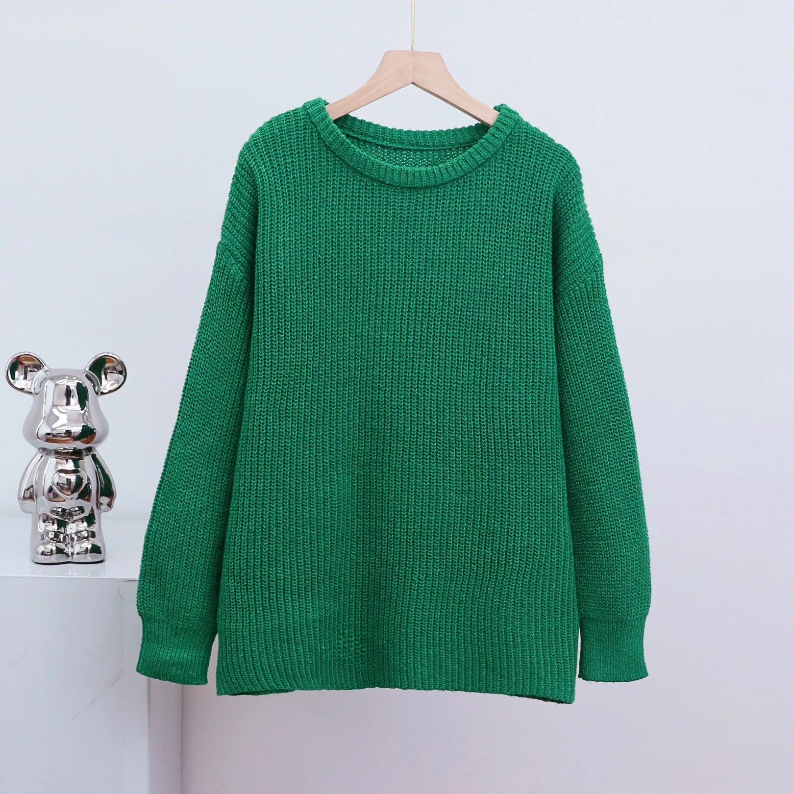 Casual O-neck Long Sleeve Sweater Blouse Office Lady .