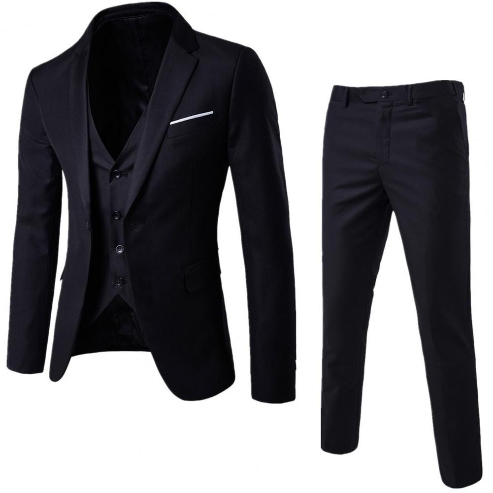 Men Three-piece Suit Men's Formal Business Style Slim Fit Wedding Suit Set .
