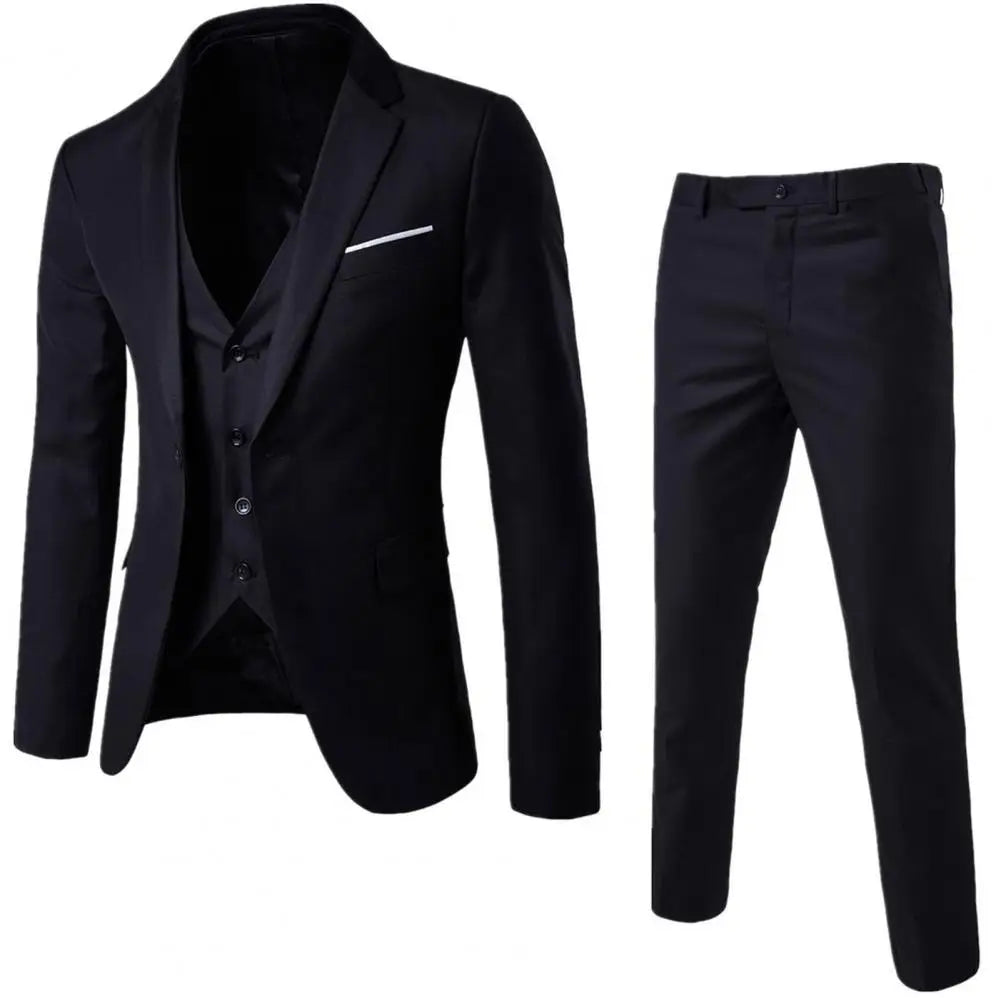 Men Three-piece Suit Men's Formal Business Style Slim Fit Wedding Suit Set .