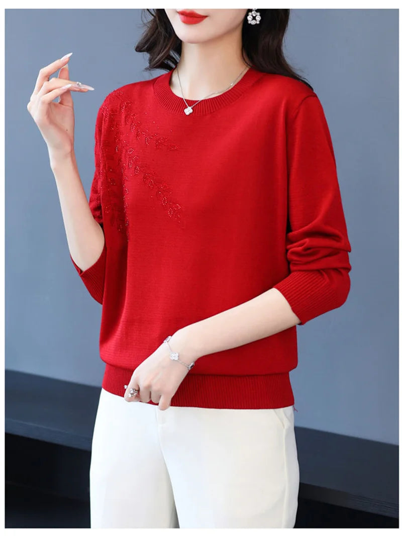 Knitted Sweater Women Pullover New Middle-aged  Mother.