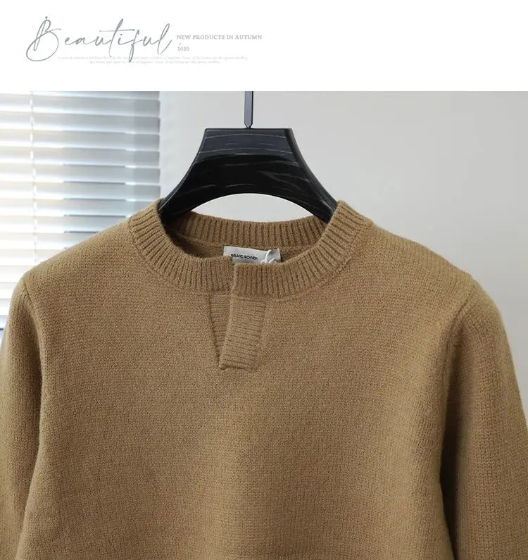2023 Autumn and Winter Korean Edition Simple Solid Color Pullover Round Neck Soft and Versatile Popular Underlay Knitted Sweater