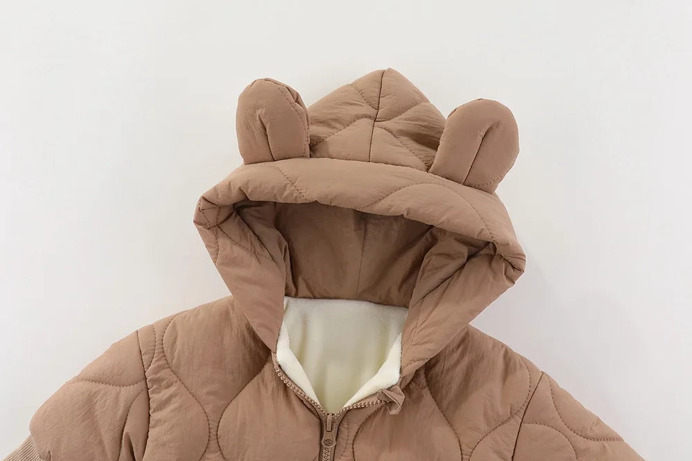 Newborn winter plush and thick cotton jacket Korean cartoon baby clothing baby jumpsuit 0-3 year old baby outdoor clothing