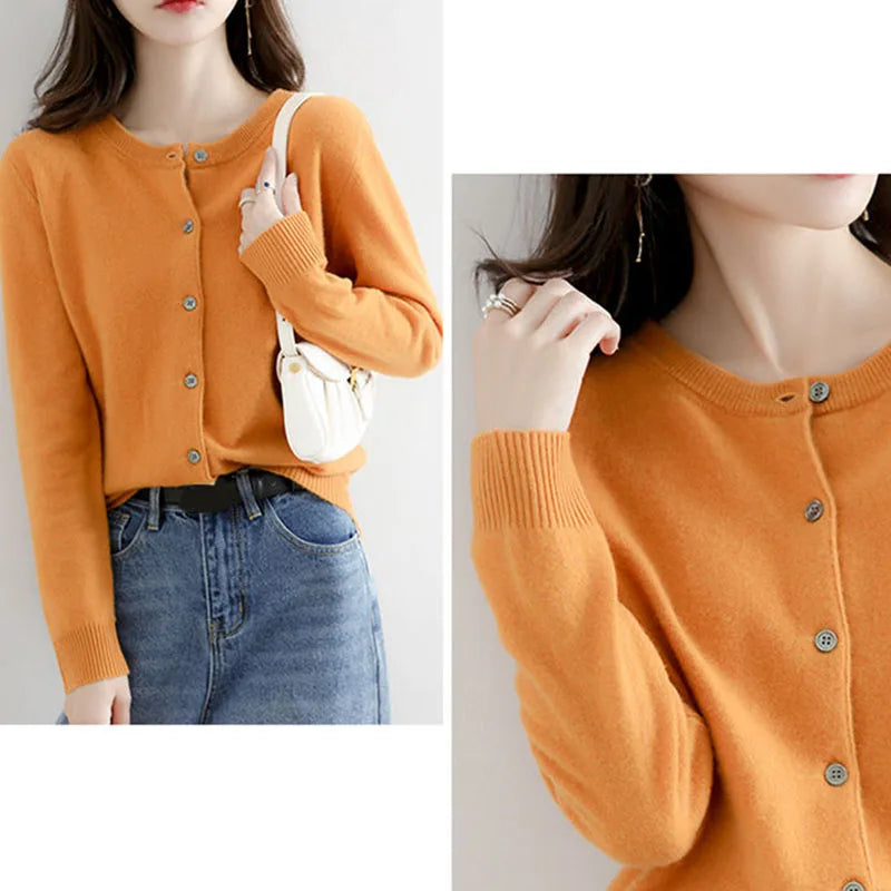 Korean Single Breasted Cardigans Sweater Women Autumn Winter .