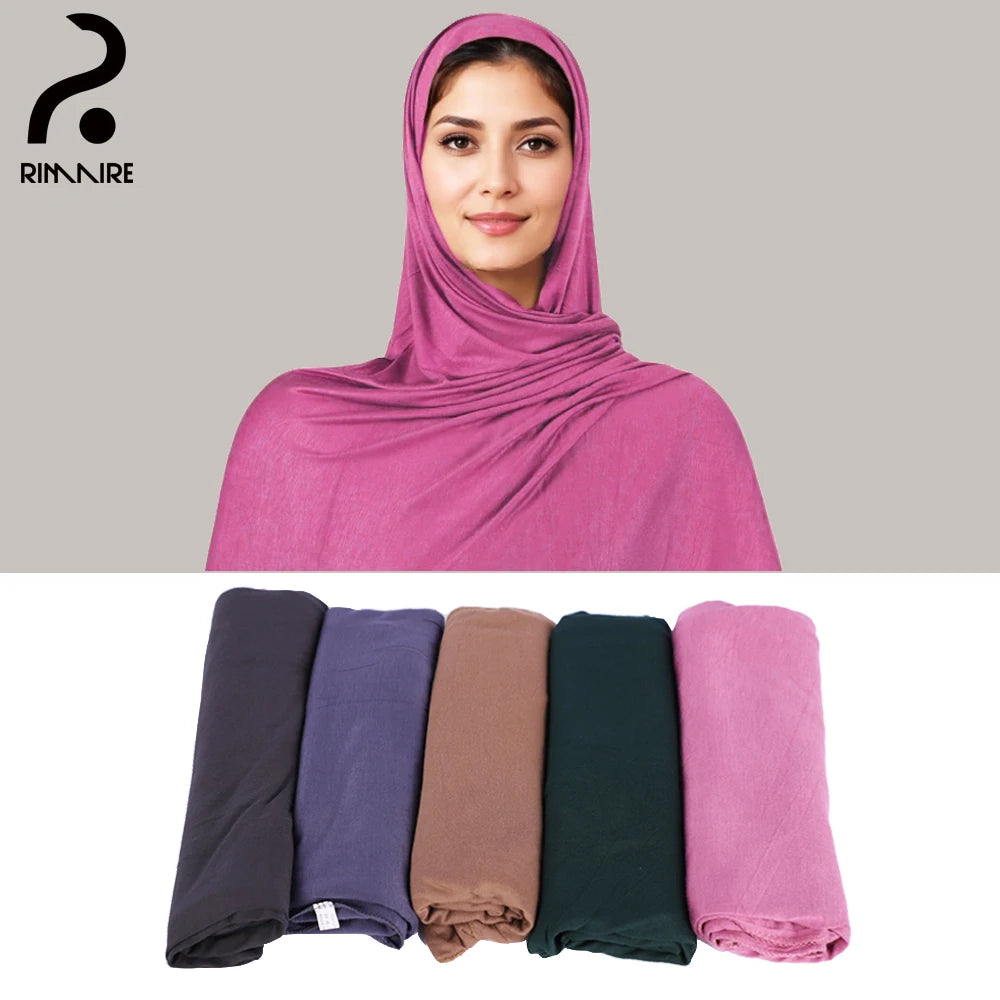 RIMAIRE Solid Modal Hijabs for Women Designer Soft Turban Headscarf.