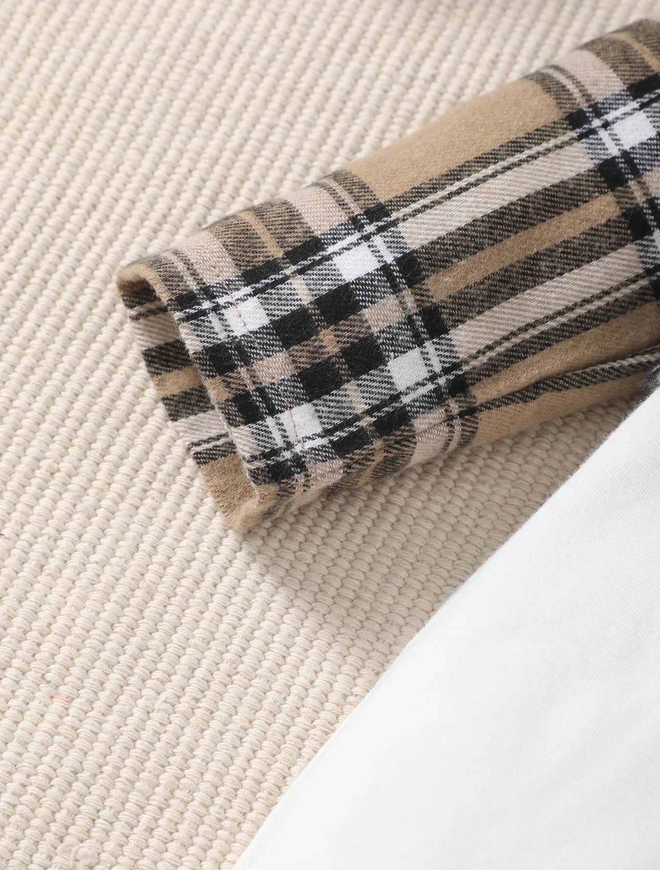 2Pcs Baby Boy Lapel Checkered Bodysuit+Hat Set .