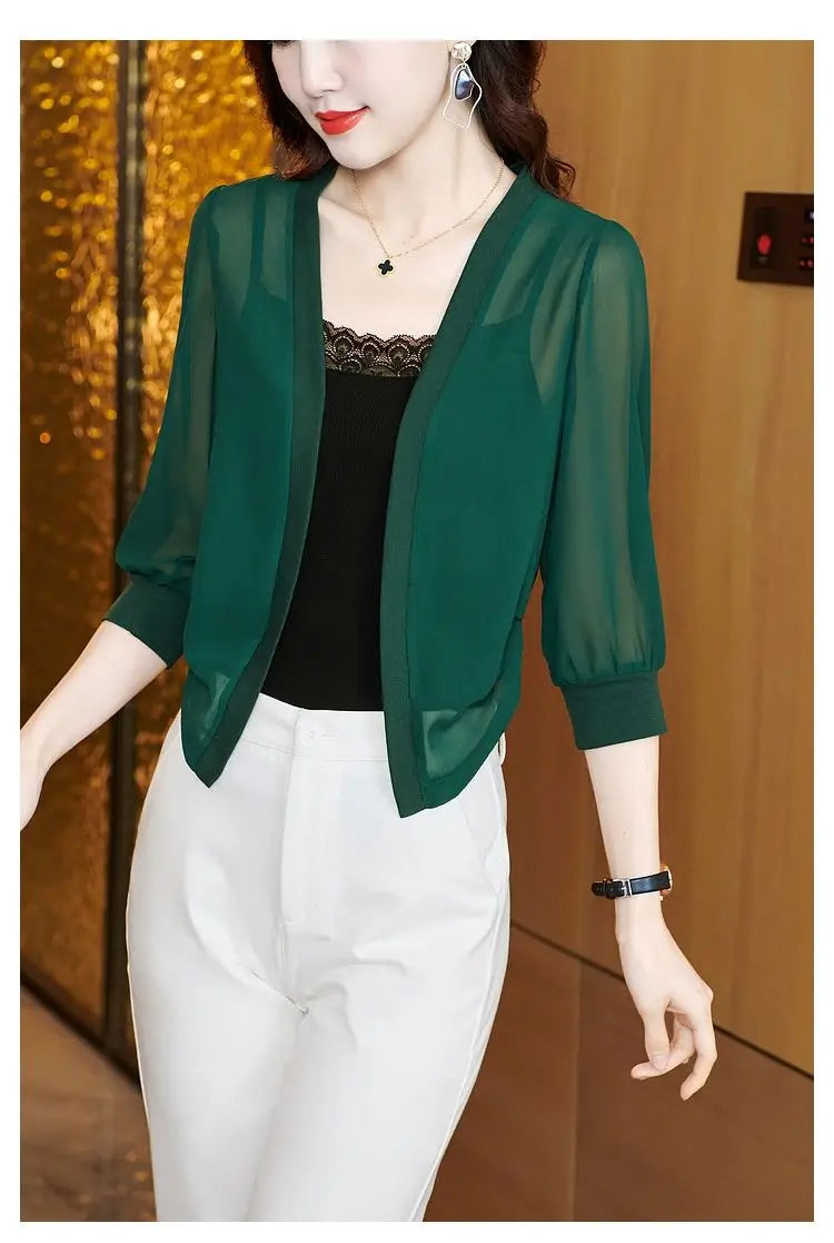 Spring Summer Women Cardigan Sunscreen Chiffon .
