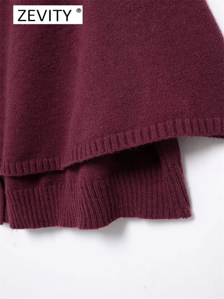 Women O Neck Breasted Solid Color Knitted Shawl Sweater Jacket Female .