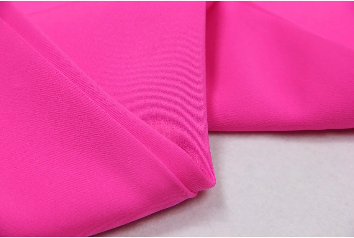 American  Fresh Fuchsia Color 3PCS Blazer Set with Bre Top and Pencil Pants .