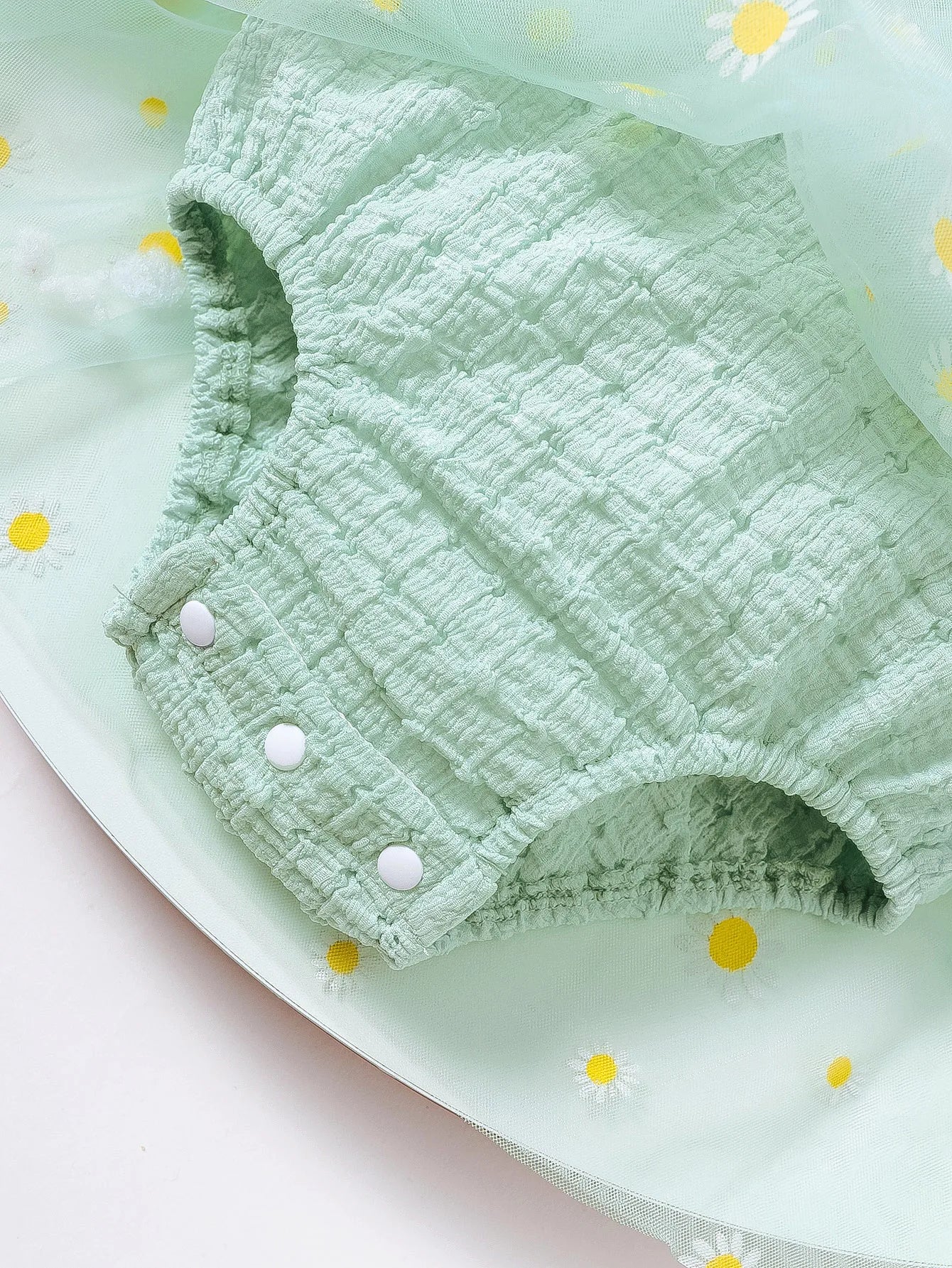 Toddler Children's Lace Up Bow Small Daisy Chiffon Bodysuit.