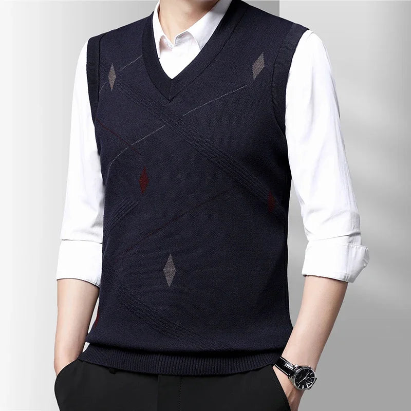 Men's Thickened Casual Sweater Tank Top Autumn and Winter Warm Men's Vest.