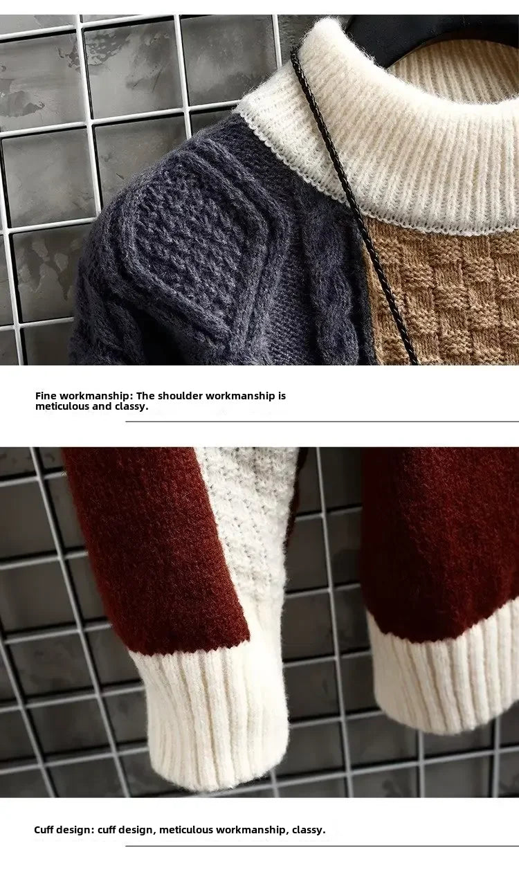 2023 Men's Autumn Winter Japanese Style Thickened Knitted Sweater Trendy Korean Version Casual Scene Other Material Pullovers