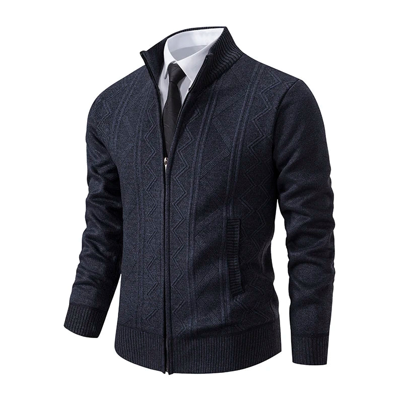 Men's Knitted Cardigan Jacket Autumn Winter Plush Sweater Men's.