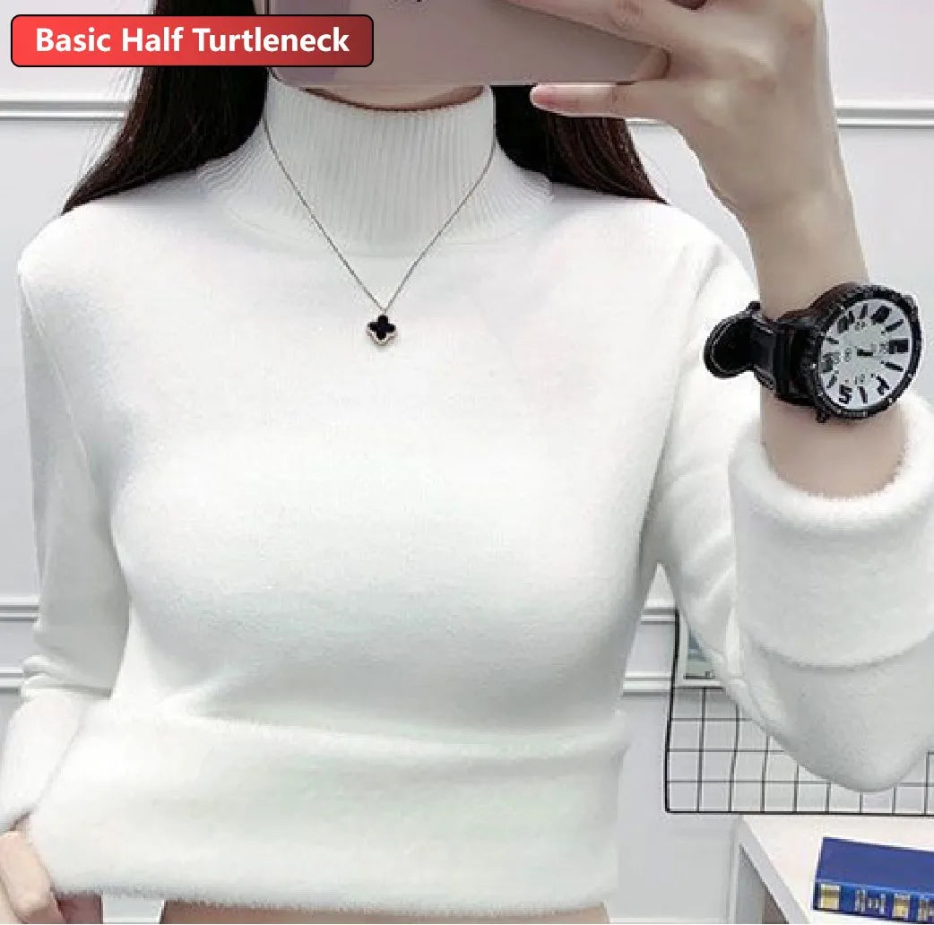 Turtleneck Winter Sweater Women Elegant Thicken Velvet.