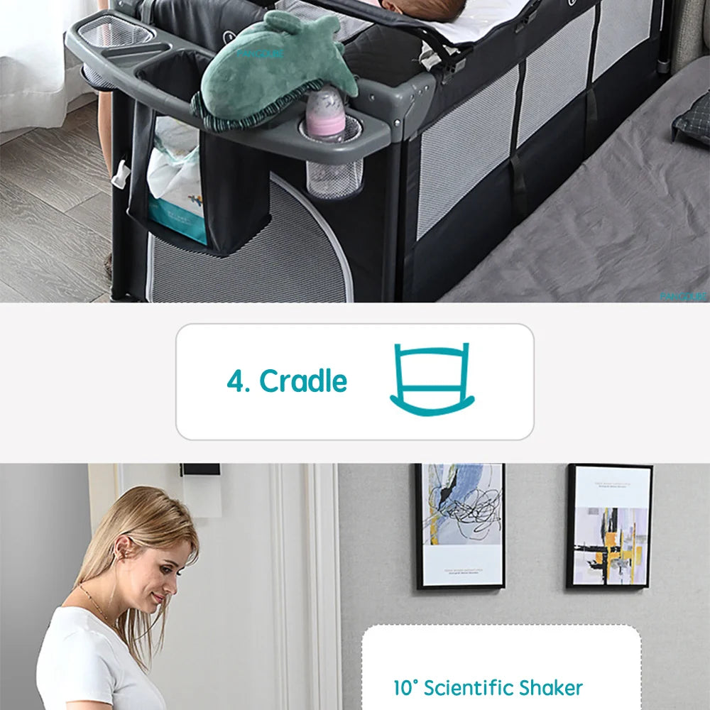 PANGDUBE Multifunctional Baby Crib 120*60cm Baby Bed,