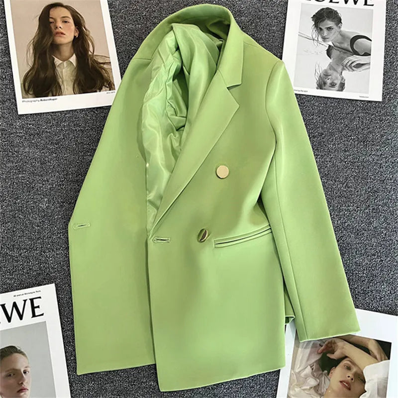 Chic Blazer Woman Autumn Spring Long Sleeve Double Breatsed.