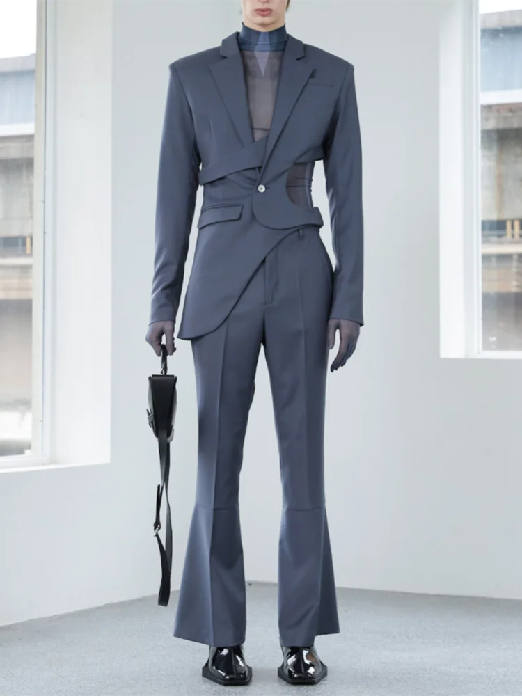 VGH Solid Hollow Out Casual Irregular Blazers For Women .