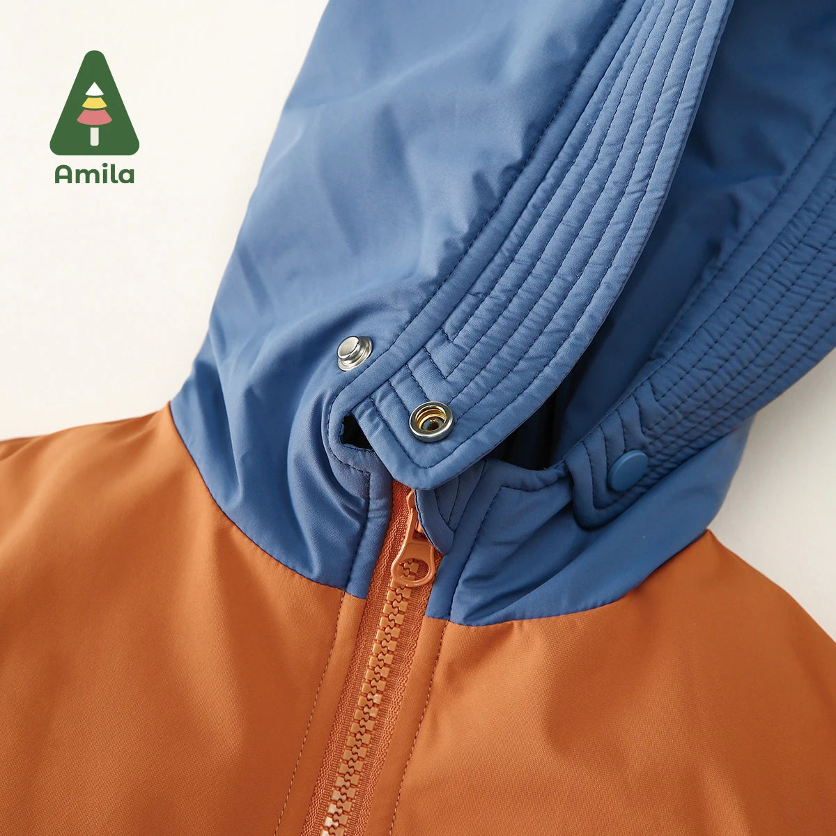 Amila Baby Down Jacket 2024 Winter New Boys Girls Fashion Patchwork Hooded Warm Overcoat Three in One with Pockets Kids Clothing