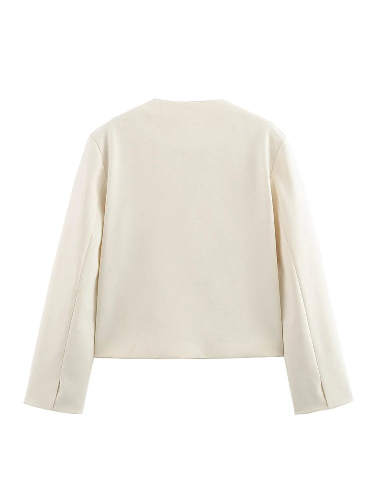Vintage Women White Casual Blazer Jackets.