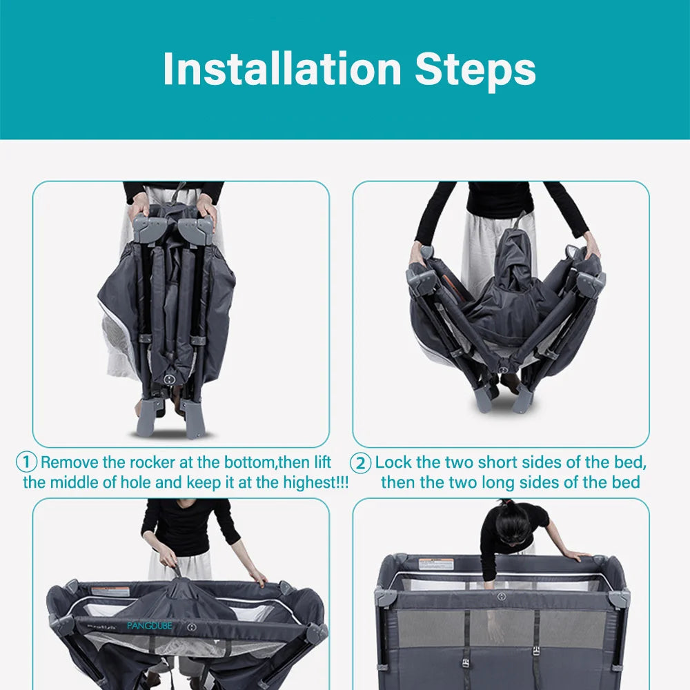 PANGDUBE Multifunctional Baby Crib 120*60cm Baby Bed,