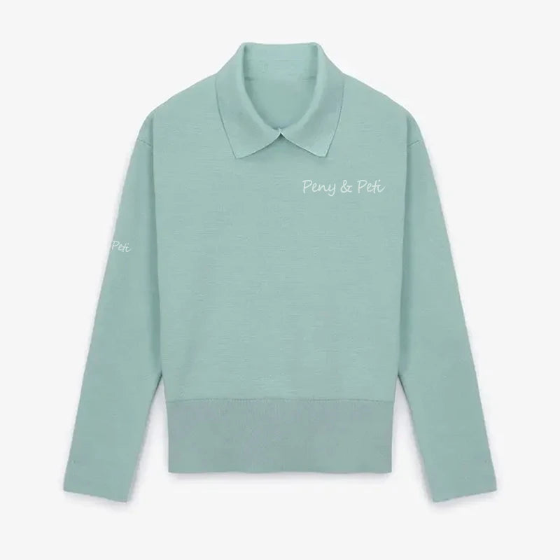 Women Pullover Sweaters Long Sleeve Golf Tops Tshirt Collar Polo Sweater .